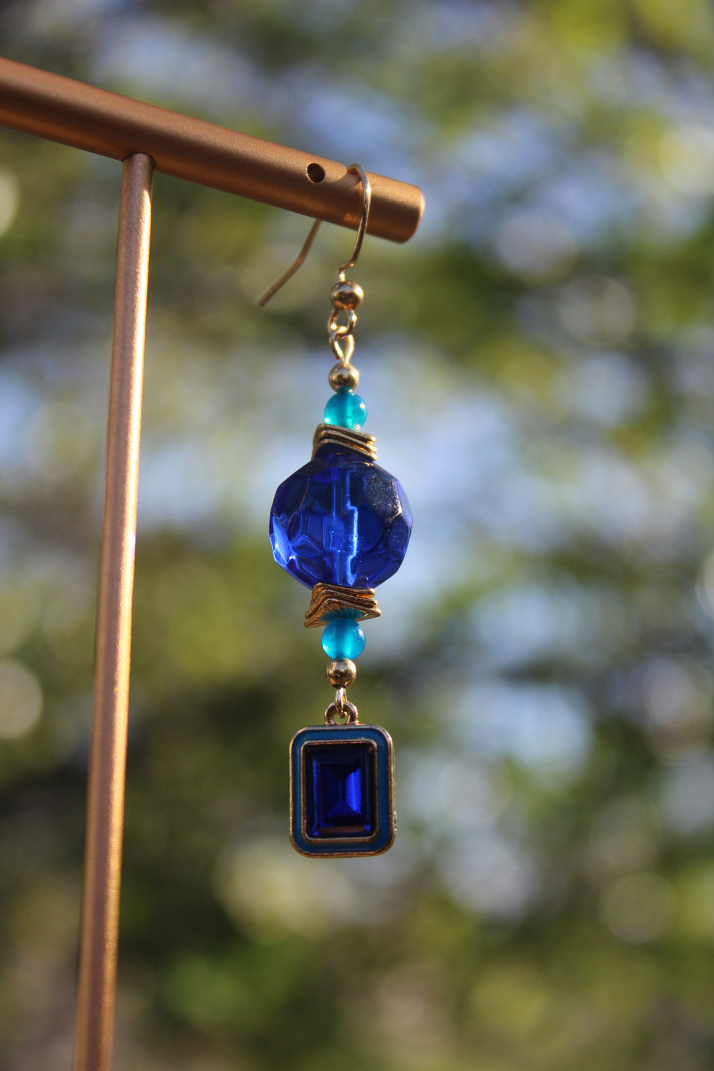 Sapphire Square (Single Earring)