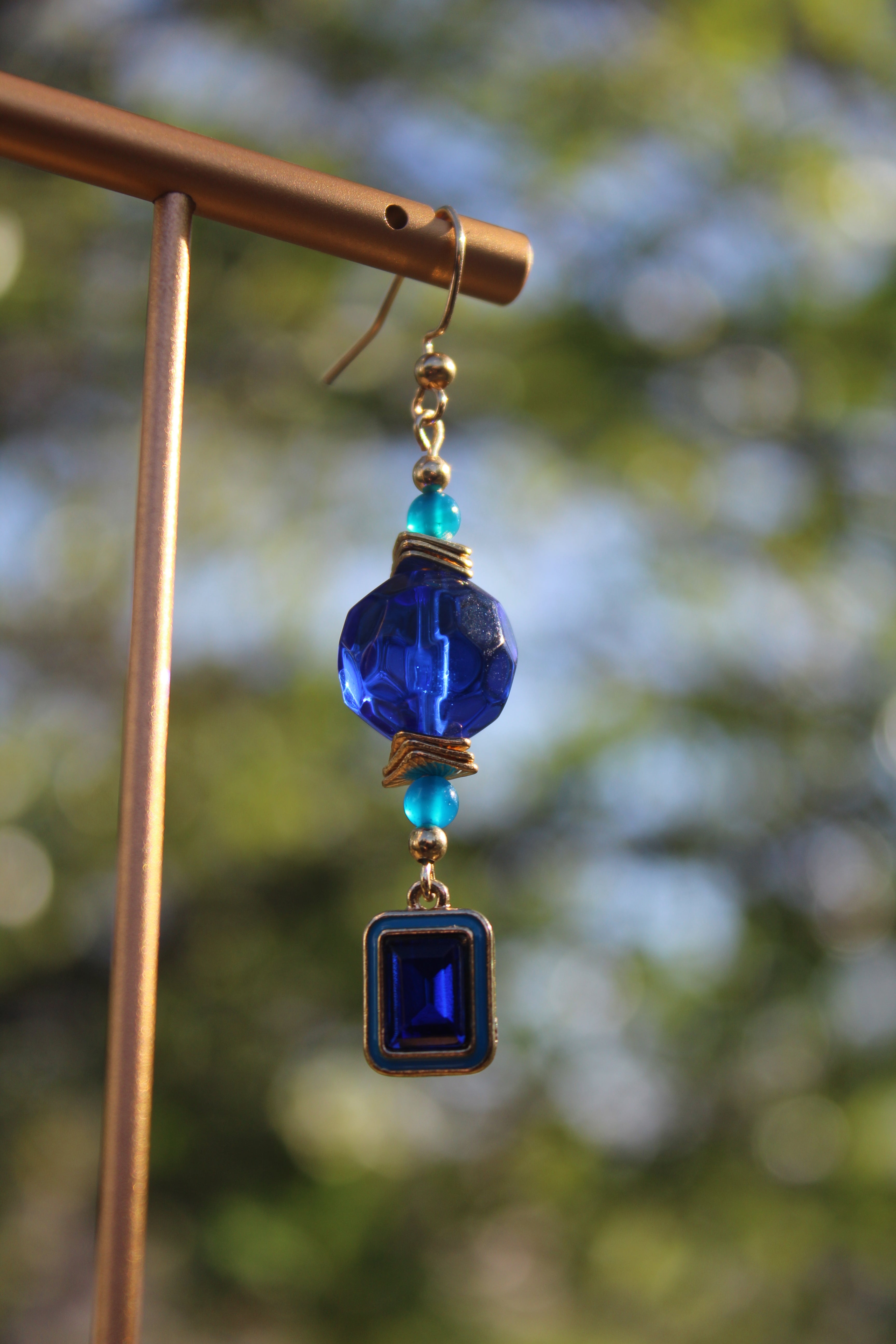 Sapphire Square (Single Earring)