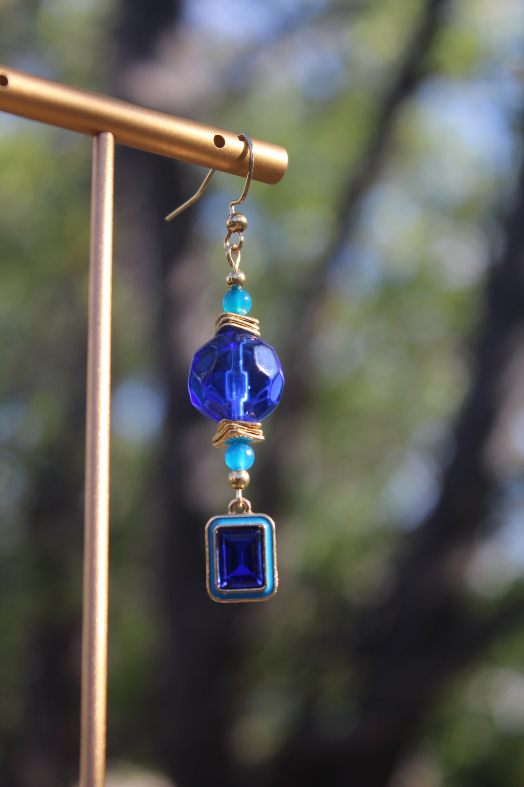 Sapphire Square (Single Earring)